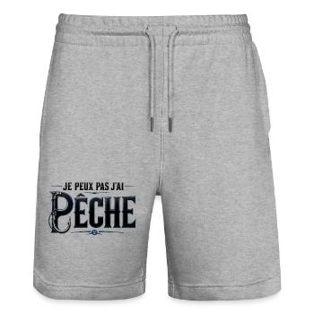 JE PEUX PAS J’AI PÊCHE - Short de jogging bio TRAINER Stanley/Stella unisexe - gris chiné - Devant - Nik (191cm) & Marisol (170cm)