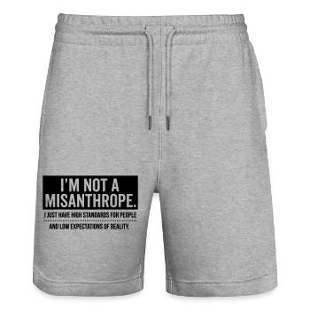 Pas de misanthrope, juste des standards élevés (noir) - Short de jogging bio TRAINER Stanley/Stella unisexe - gris chiné - Devant - Nik (191cm) & Marisol (170cm)