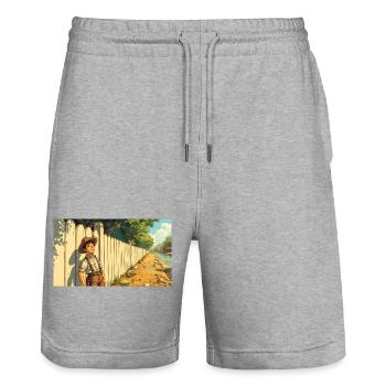 Tom Sawyer The Mississippi Adventures Comic - Stanley/Stella Unisex Bio Joggingshorts Trainer  - Grau meliert - Vorne - Nik (191cm) & Marisol (170cm)
