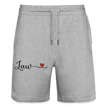Jura Law Heart Lettering - Stanley/Stella Trainer Unisex Organic Jogging Shorts - heather grey - Front - Nik (191cm) & Marisol (170cm)