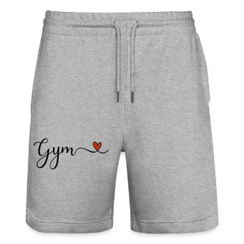 Gym - Fitness Schriftzug mit Herz - Stanley/Stella Unisex Bio Joggingshorts Trainer  - Grau meliert - Vorne - Nik (191cm) & Marisol (170cm)