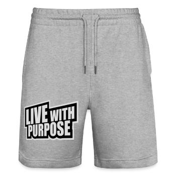 Live With Purpose Motivation Sinn Mindset Spruch - Stanley/Stella Unisex Bio Joggingshorts Trainer  - Grau meliert - Vorne - Nik (191cm) & Marisol (170cm)