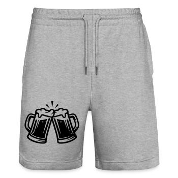 Bier Anstoßen Bierkrug - Stanley/Stella Unisex Bio Joggingshorts Trainer  - Grau meliert - Vorne - Nik (191cm) & Marisol (170cm)