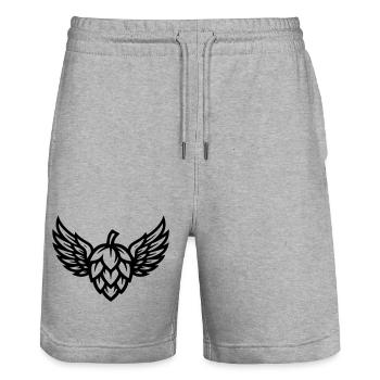 Hops Symbol - Stanley/Stella Trainer Unisex Organic Jogging Shorts - heather grey - Front - Nik (191cm) & Marisol (170cm)