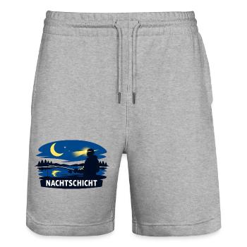 Nachtfischer Silhouette bei Mondschein - Stanley/Stella Unisex Bio Joggingshorts Trainer  - Grau meliert - Vorne - Nik (191cm) & Marisol (170cm)