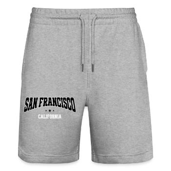 Vintage San Francisco USA Reise Motiv - Stanley/Stella Unisex Bio Joggingshorts Trainer  - Grau meliert - Vorne - Nik (191cm) & Marisol (170cm)