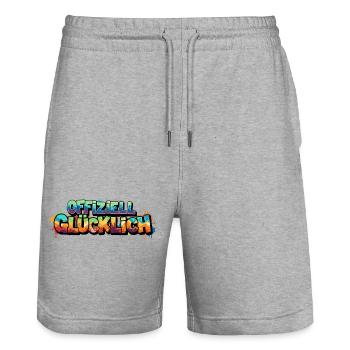 Offiziell Glücklich Version 2 - Stanley/Stella Unisex Bio Joggingshorts Trainer  - Grau meliert - Vorne - Nik (191cm) & Marisol (170cm)