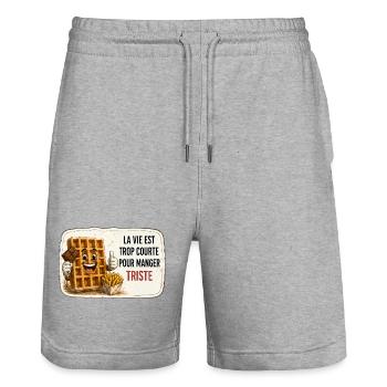 La vie est trop courte pour manger triste - Stanley/Stella Unisex Bio Joggingshorts Trainer  - Grau meliert - Vorne - Nik (191cm) & Marisol (170cm)