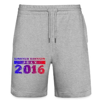 10th Birthday Limited Edition 07/2016 - Stanley/Stella Trainer Unisex Organic Jogging Shorts - heather grey - Front - Nik (191cm) & Marisol (170cm)