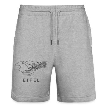 Eifel Wandern Natur Berge Wald Landschaft Eifel - Stanley/Stella Unisex Bio Joggingshorts Trainer  - Grau meliert - Vorne - Nik (191cm) & Marisol (170cm)