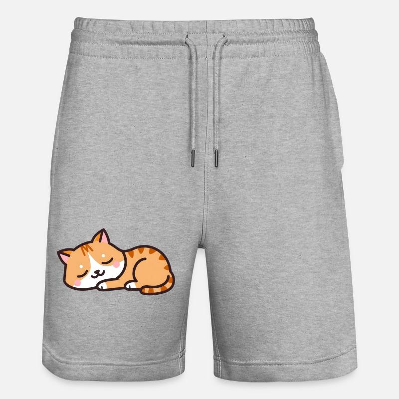 sleeping cat - Stanley/Stella Trainer Unisex Organic Jogging Shorts - heather grey