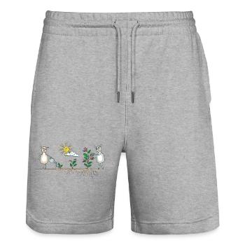 Jardin de lamas coloré - Short de jogging bio TRAINER Stanley/Stella unisexe - gris chiné - Devant - Nik (191cm) & Marisol (170cm)