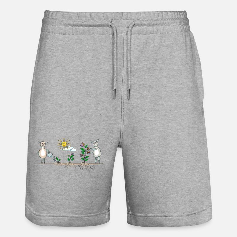 Lama Garten bunt - Stanley/Stella Unisex Bio Joggingshorts Trainer  - Grau meliert