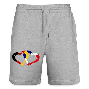 Cœur coloré à pinceau - Short de jogging bio TRAINER Stanley/Stella unisexe - gris chiné - Devant - Nik (191cm) & Marisol (170cm)