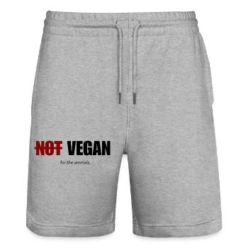 Pas végane pour les animaux - Short de jogging bio TRAINER Stanley/Stella unisexe - gris chiné - Devant - Nik (191cm) & Marisol (170cm)