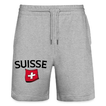 Suisse Suisse Suisse  - Short de jogging bio TRAINER Stanley/Stella unisexe - gris chiné - Devant - Nik (191cm) & Marisol (170cm)