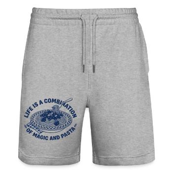Pasta Teller Retro - Spaghetti Liebhaber - Stanley/Stella Unisex Bio Joggingshorts Trainer  - Grau meliert - Vorne - Nik (191cm) & Marisol (170cm)