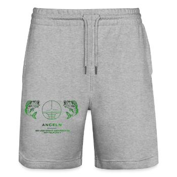 Angeln Logo Angler Shirt - Stanley/Stella Unisex Bio Joggingshorts Trainer  - Grau meliert - Vorne - Nik (191cm) & Marisol (170cm)