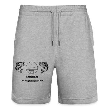 Angeln aus Leidenschaft  Angler Shirt - Stanley/Stella Unisex Bio Joggingshorts Trainer  - Grau meliert - Vorne - Nik (191cm) & Marisol (170cm)