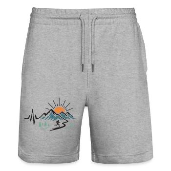 Trail Running - Stanley/Stella Trainer Unisex Organic Jogging Shorts - heather grey - Front - Nik (191cm) & Marisol (170cm)
