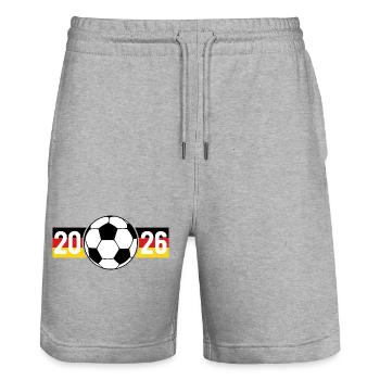 Fußball Banner 2026 - Stanley/Stella Unisex Bio Joggingshorts Trainer  - Grau meliert - Vorne - Nik (191cm) & Marisol (170cm)