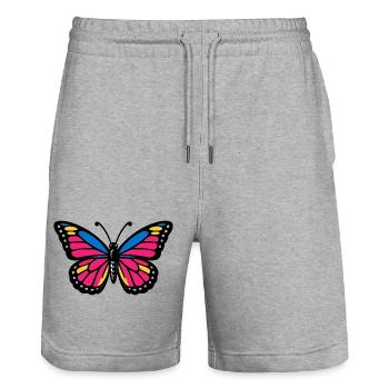 Butterfly with colorful wings - Stanley/Stella Trainer Unisex Organic Jogging Shorts - heather grey - Front - Nik (191cm) & Marisol (170cm)