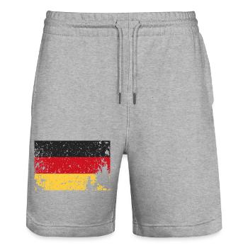 Deutschland Flagge - Stanley/Stella Unisex Bio Joggingshorts Trainer  - Grau meliert - Vorne - Nik (191cm) & Marisol (170cm)