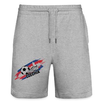Tschechischer Fußball Tschechischer Fußballfan-Trikot - Stanley/Stella Unisex Bio Joggingshorts Trainer  - Grau meliert - Vorne - Nik (191cm) & Marisol (170cm)