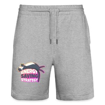 Energy Saving Strategy Cat - Stanley/Stella Trainer Unisex Organic Jogging Shorts - heather grey - Front - Nik (191cm) & Marisol (170cm)