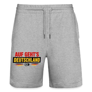 Auf Geht's Deutschland | Supporter Football - Short de jogging bio TRAINER Stanley/Stella unisexe - gris chiné - Devant - Nik (191cm) & Marisol (170cm)