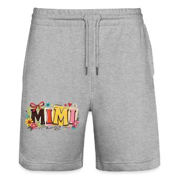 Mimi Granny Flowers Gift Retro Grandma - Stanley/Stella Trainer Unisex Organic Jogging Shorts - heather grey - Front - Nik (191cm) & Marisol (170cm)