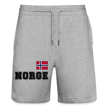 NORWEGN - NORGE Trikot Look - Flagge auf der Brust - Stanley/Stella Unisex Bio Joggingshorts Trainer  - Grau meliert - Vorne - Nik (191cm) & Marisol (170cm)