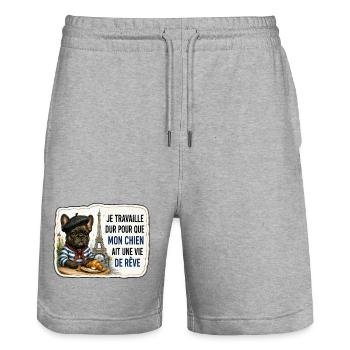 Mon chien mérite une vie de rêve - Stanley/Stella Unisex Bio Joggingshorts Trainer  - Grau meliert - Vorne - Nik (191cm) & Marisol (170cm)