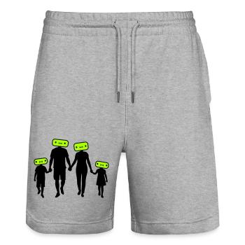 Family Silhouette Dear Children Parents Mom Dad - Stanley/Stella Trainer Unisex Organic Jogging Shorts - heather grey - Front - Nik (191cm) & Marisol (170cm)