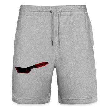Grillwender Smashburger BBQ Foodtruck Grillen - Stanley/Stella Unisex Bio Joggingshorts Trainer  - Grau meliert - Vorne - Nik (191cm) & Marisol (170cm)
