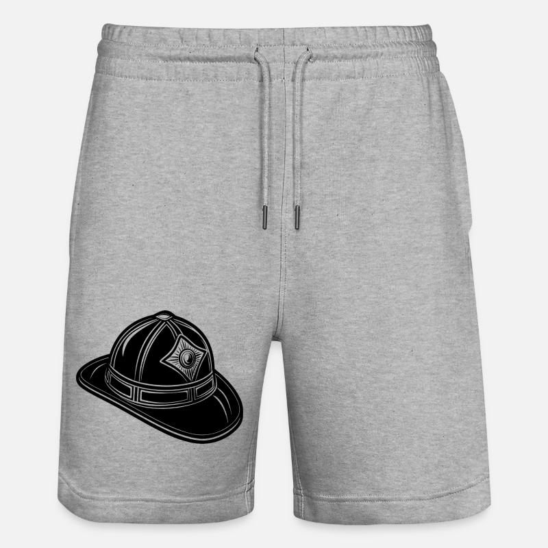 Fireman hat - Stanley/Stella Trainer Unisex Organic Jogging Shorts - heather grey