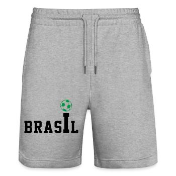 Brasil College Schriftzug Fussball Shirt - Stanley/Stella Unisex Bio Joggingshorts Trainer  - Grau meliert - Vorne - Nik (191cm) & Marisol (170cm)