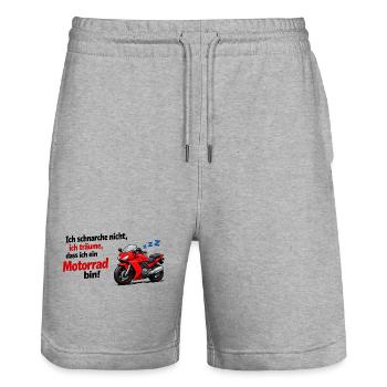 Ich träume Motorrad - Stanley/Stella Unisex Bio Joggingshorts Trainer  - Grau meliert - Vorne - Nik (191cm) & Marisol (170cm)