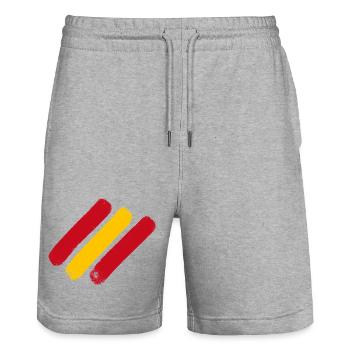 Spanien - Flagge Streifen - Stanley/Stella Unisex Bio Joggingshorts Trainer  - Grau meliert - Vorne - Nik (191cm) & Marisol (170cm)