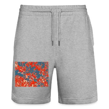 Crimson Canopy Mosaic - Stanley/Stella Trainer Unisex Organic Jogging Shorts - heather grey - Front - Nik (191cm) & Marisol (170cm)
