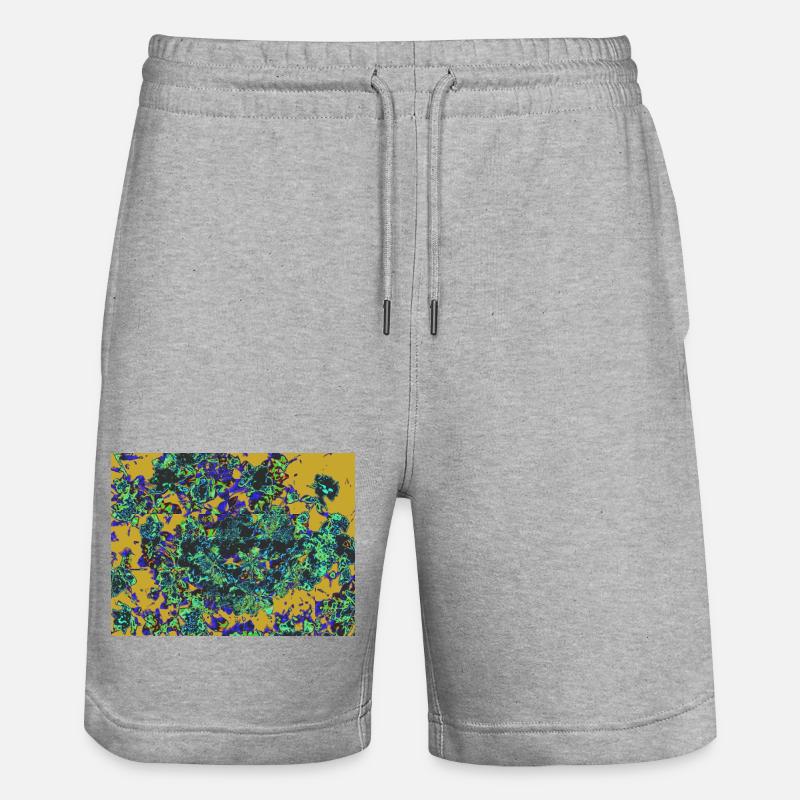 Neonblüten Psychedelisches Floraldesign - Stanley/Stella Unisex Bio Joggingshorts Trainer  - Grau meliert