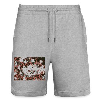 Red Nebula Abstract Pattern - Stanley/Stella Trainer Unisex Organic Jogging Shorts - heather grey - Front - Nik (191cm) & Marisol (170cm)