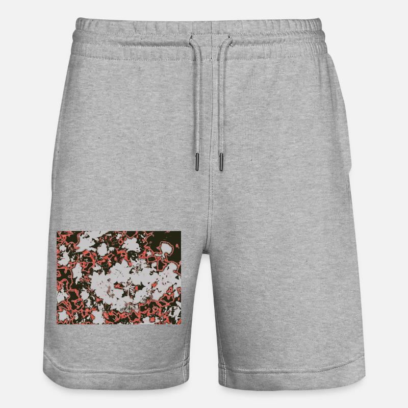 Red Nebula Abstract Pattern - Stanley/Stella Trainer Unisex Organic Jogging Shorts - heather grey
