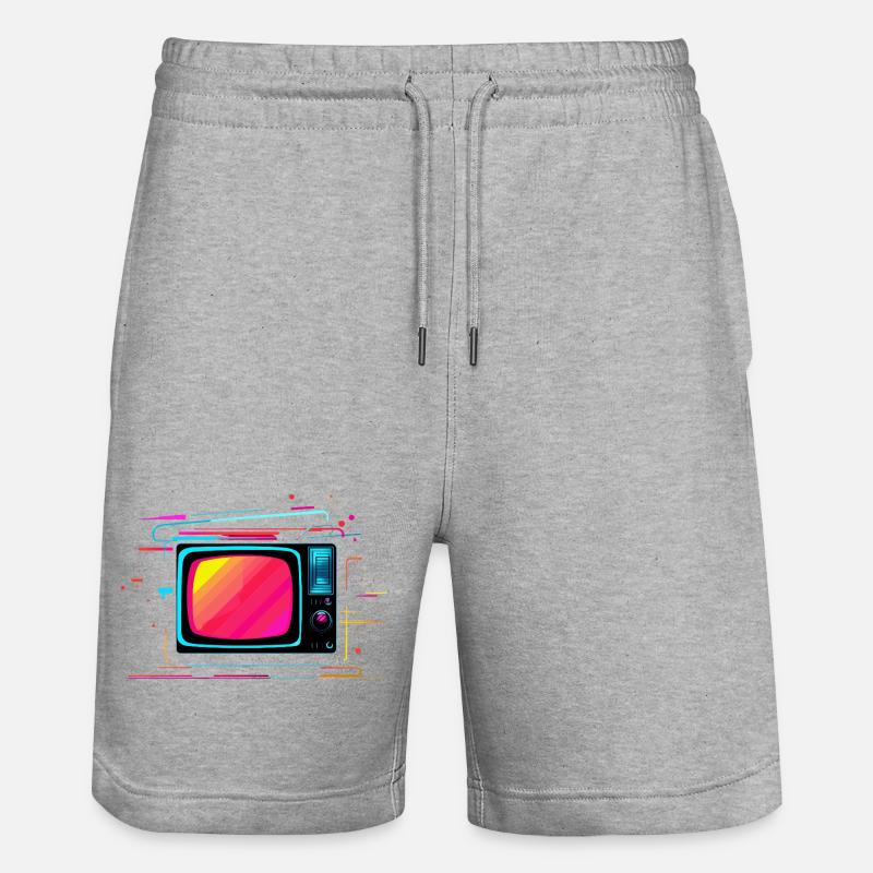 TV Synthwave - Stanley/Stella Unisex Bio Joggingshorts Trainer  - Grau meliert