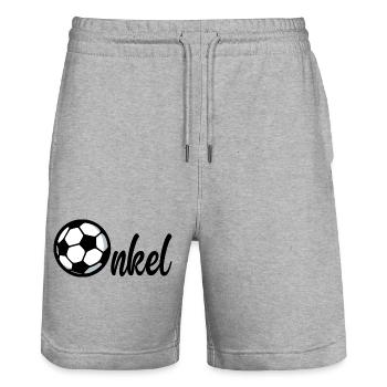 Footballeur Frère Oncle - Short de jogging bio TRAINER Stanley/Stella unisexe - gris chiné - Devant - Nik (191cm) & Marisol (170cm)