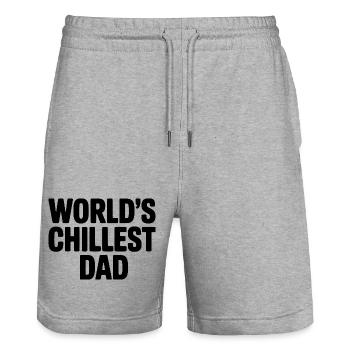 World's Chillest Dad - Stanley/Stella Trainer Unisex Organic Jogging Shorts - heather grey - Front - Nik (191cm) & Marisol (170cm)