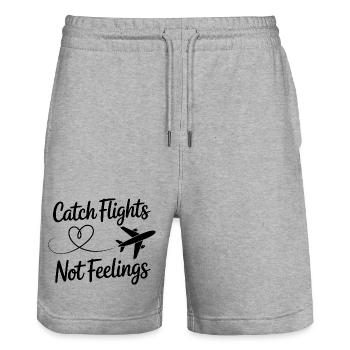 Catch Flights Not Feelings Travel Saying For - Stanley/Stella Trainer Unisex Organic Jogging Shorts - heather grey - Front - Nik (191cm) & Marisol (170cm)