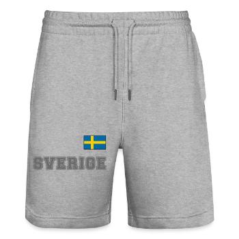 SCHWEDEN - SVERIGE Trikot Look - Flagge auf Brust - Stanley/Stella Unisex Bio Joggingshorts Trainer  - Grau meliert - Vorne - Nik (191cm) & Marisol (170cm)