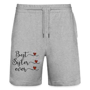Best Sister - Stanley/Stella Trainer Unisex Organic Jogging Shorts - heather grey - Front - Nik (191cm) & Marisol (170cm)