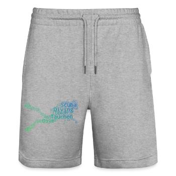 Geschenkidee für eine Tauch-Fanin mit Apnoetauchen - Stanley/Stella Unisex Bio Joggingshorts Trainer  - Grau meliert - Vorne - Nik (191cm) & Marisol (170cm)